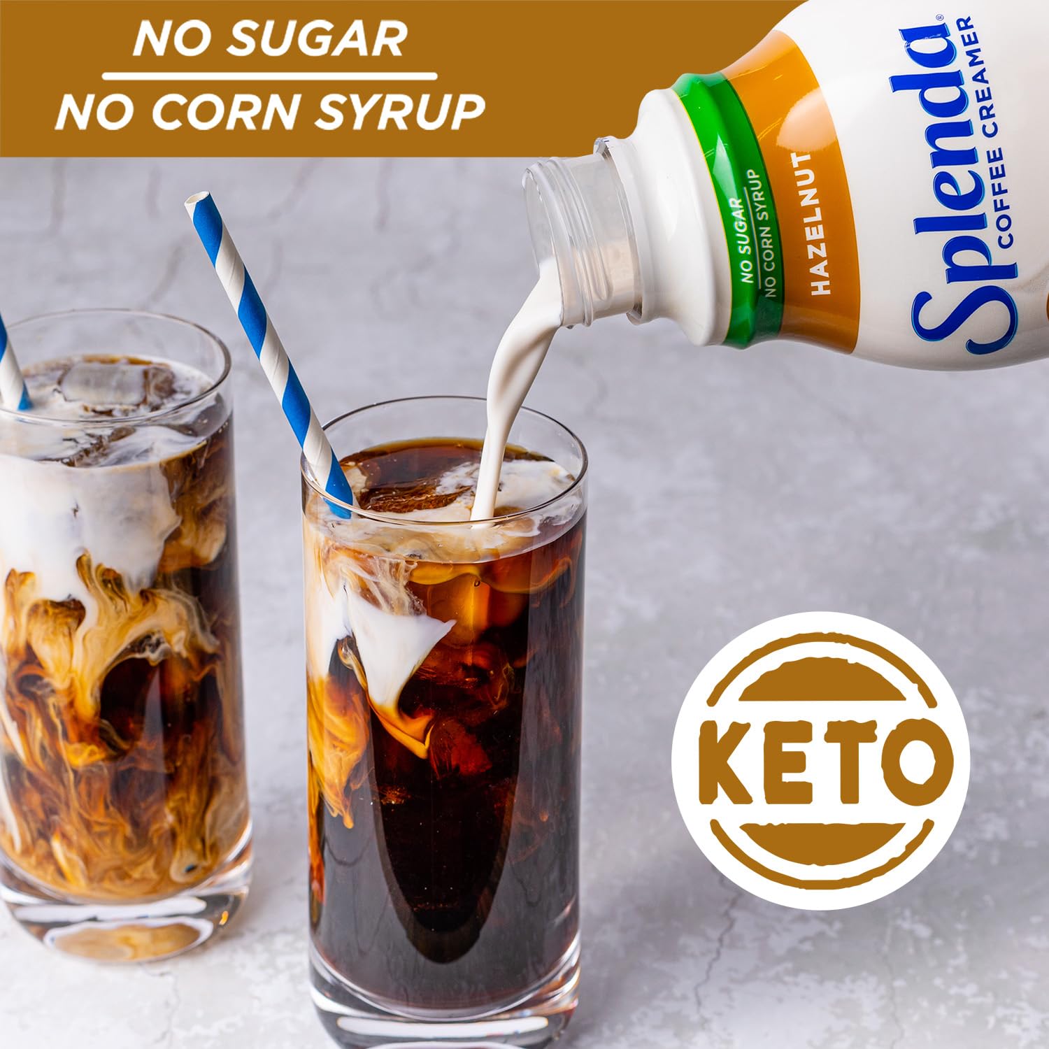 32 fl oz SPLENDA bottle next to fruit for scale, showing value pack convenience