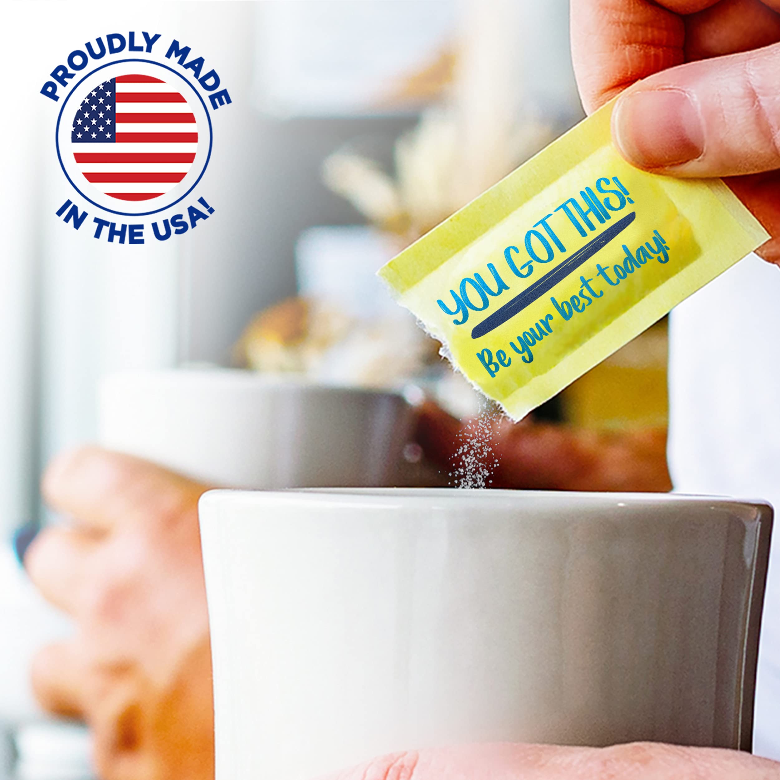 SPLENDA dissolving into coffee cup, quick mix and no clumps benefit