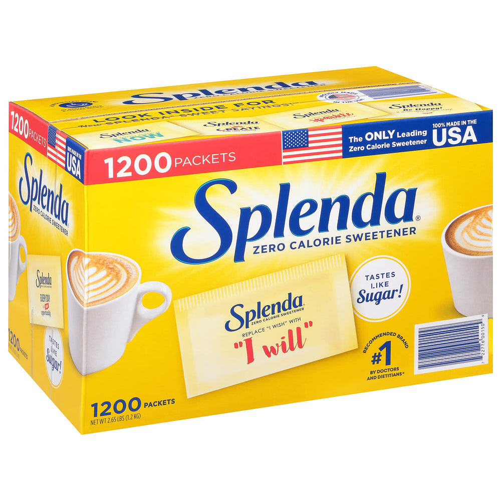 SPLENDA packets on kitchen counter in lifestyle setting, ready-to-use convenience