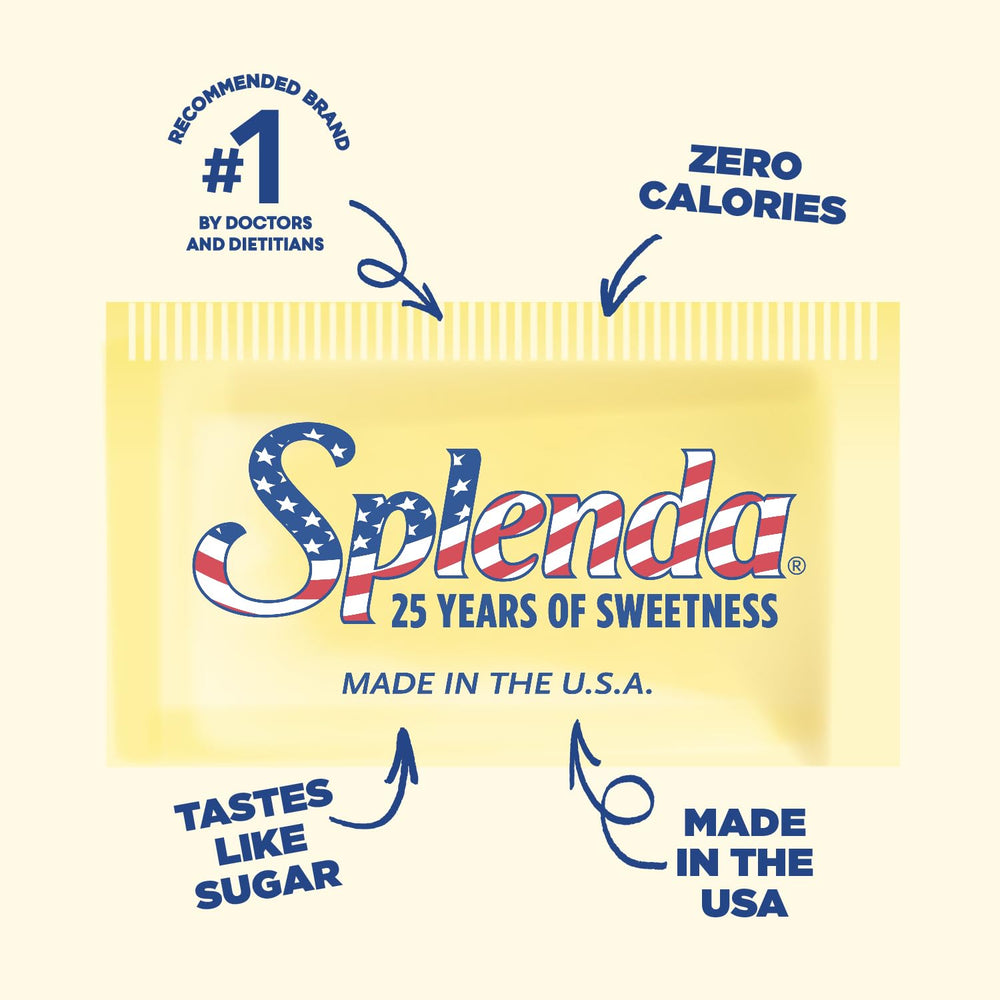 SPLENDA close-up of packet texture displaying quick-dissolve benefit