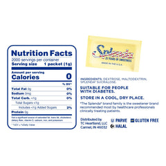 SPLENDA packet being added to coffee for instant zero-calorie sweetness