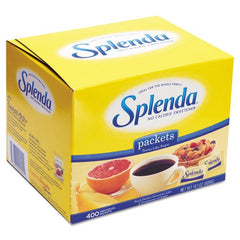 SPLENDA packet being poured into coffee for quick, no-calorie sweetness