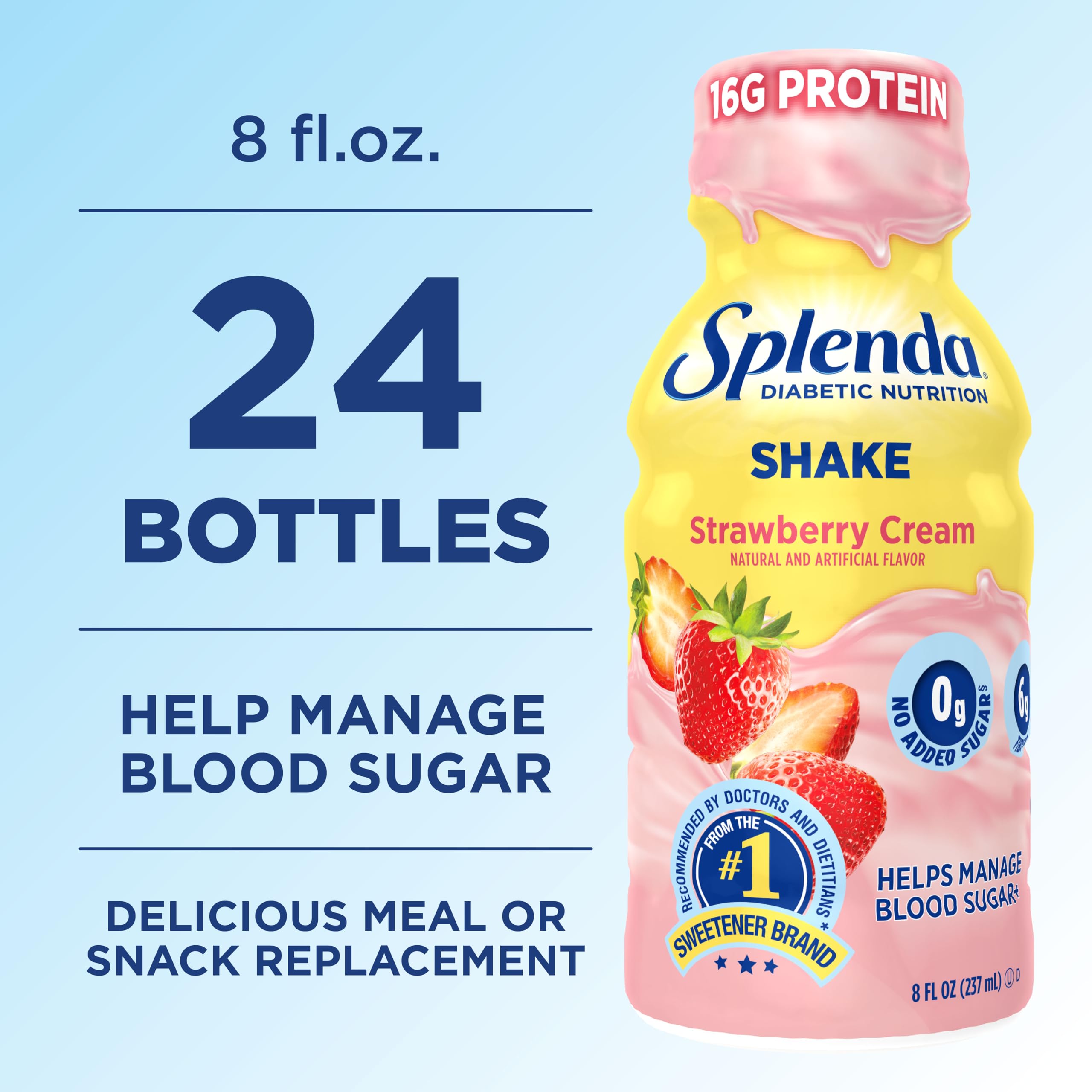 SPLENDA poured into glass showing creamy consistency and ready-to-drink benefit