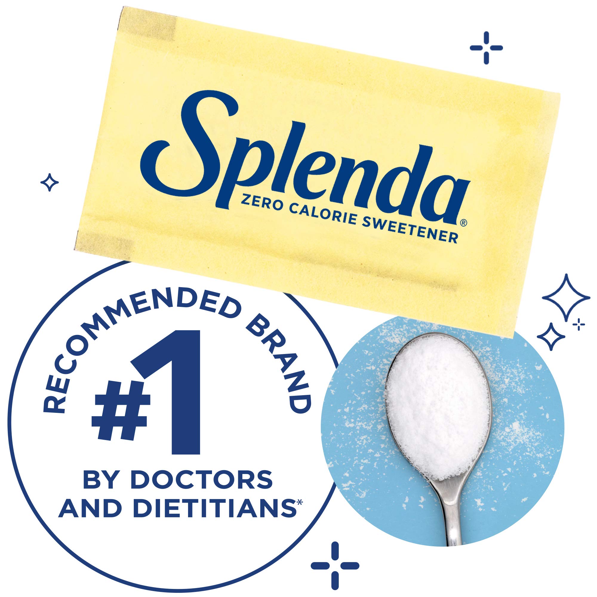 SPLENDA packet contents close-up illustrating fine granules that dissolve fast