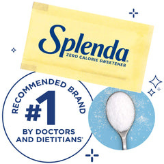 SPLENDA packet contents close-up illustrating fine granules that dissolve fast