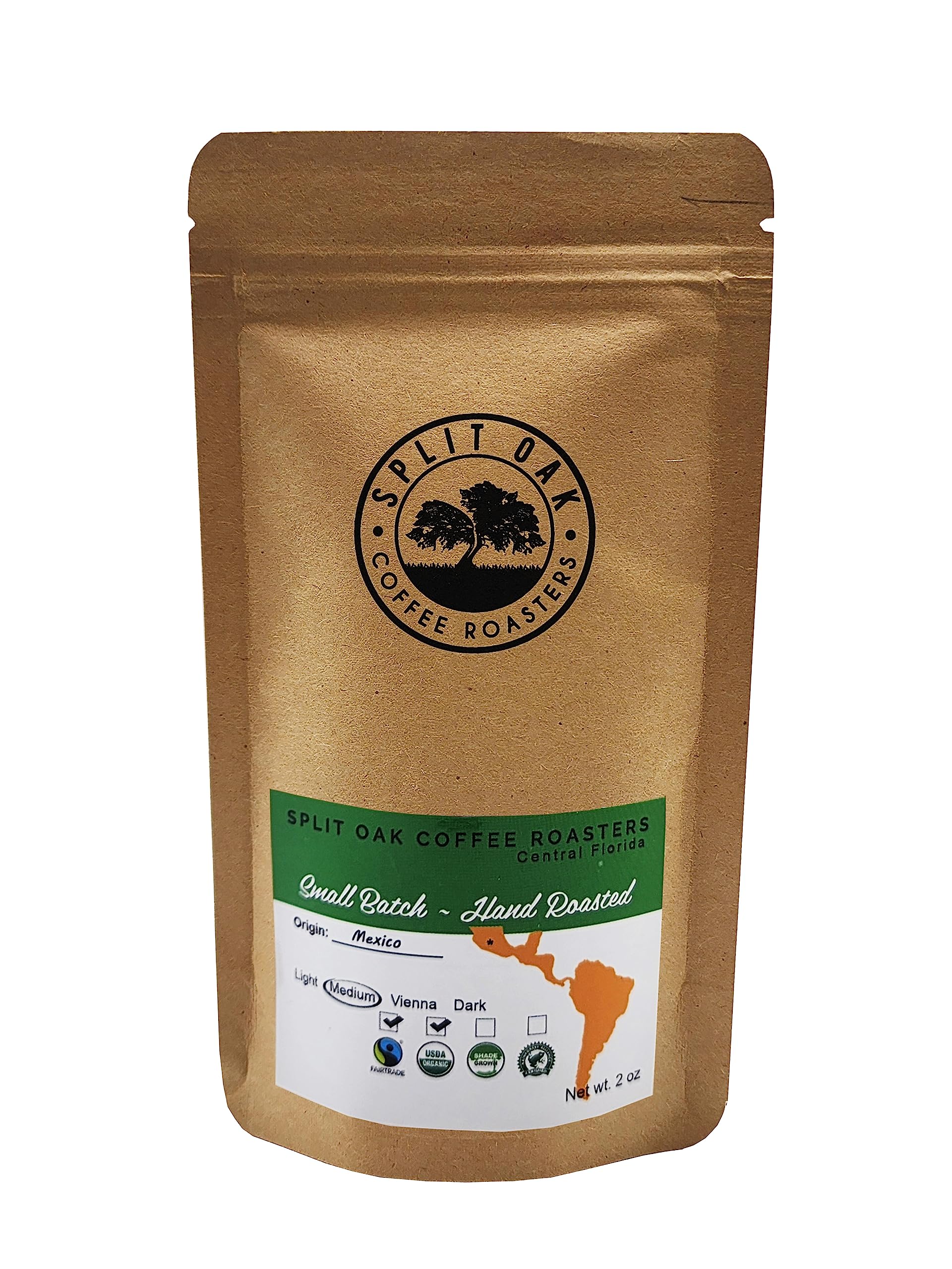 Split Oak Coffee Roasters brewed cup in kitchen showing aroma and ready-to-drink enjoyment