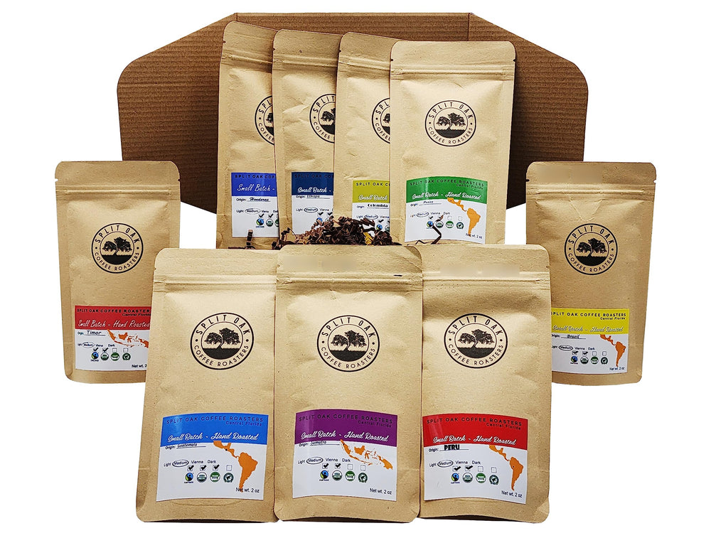 Split Oak Coffee Roasters gift box front view showing premium presentation and easy gifting