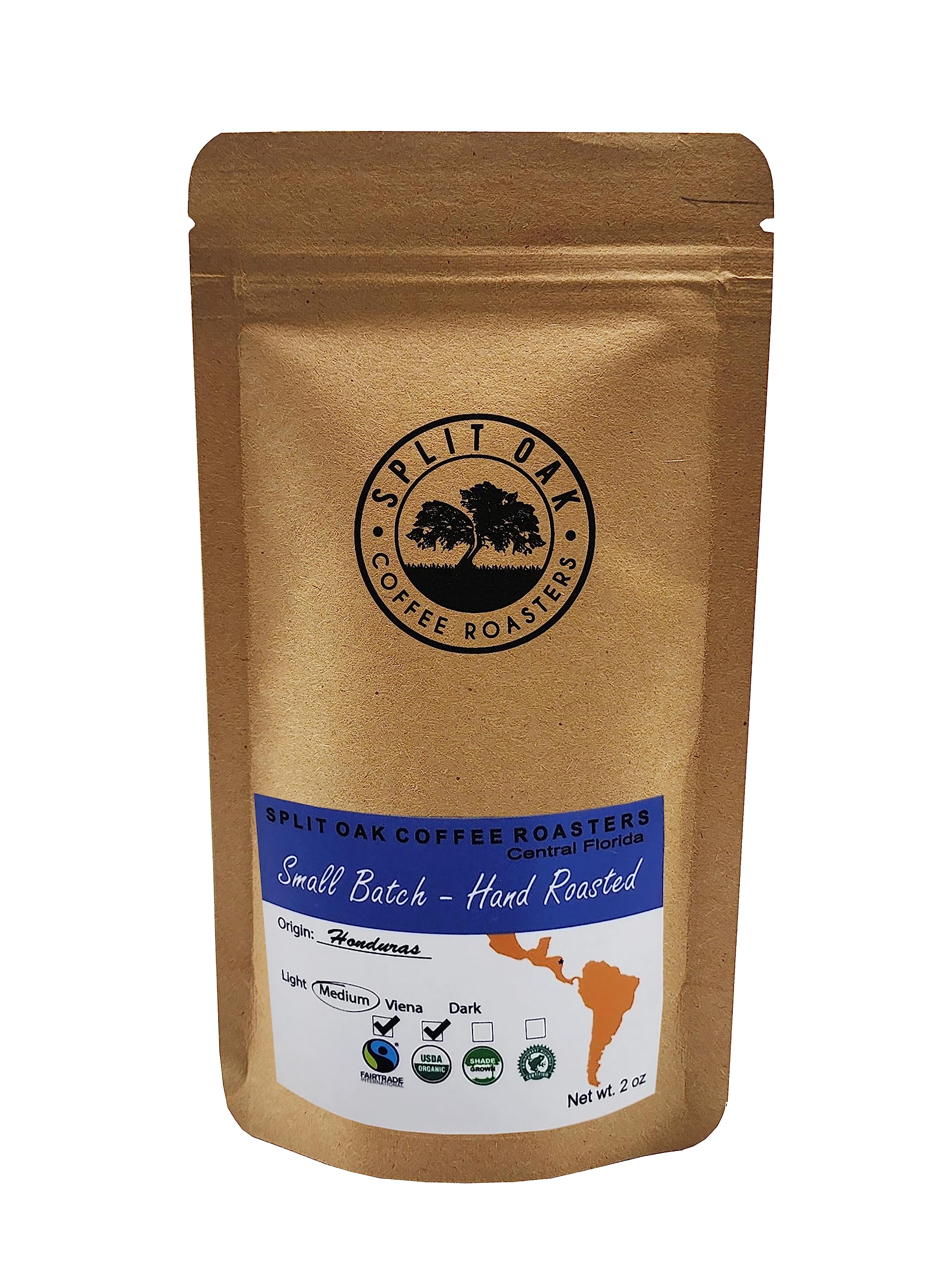 Split Oak Coffee Roasters nine-bag variety pack overhead layout for tasting exploration