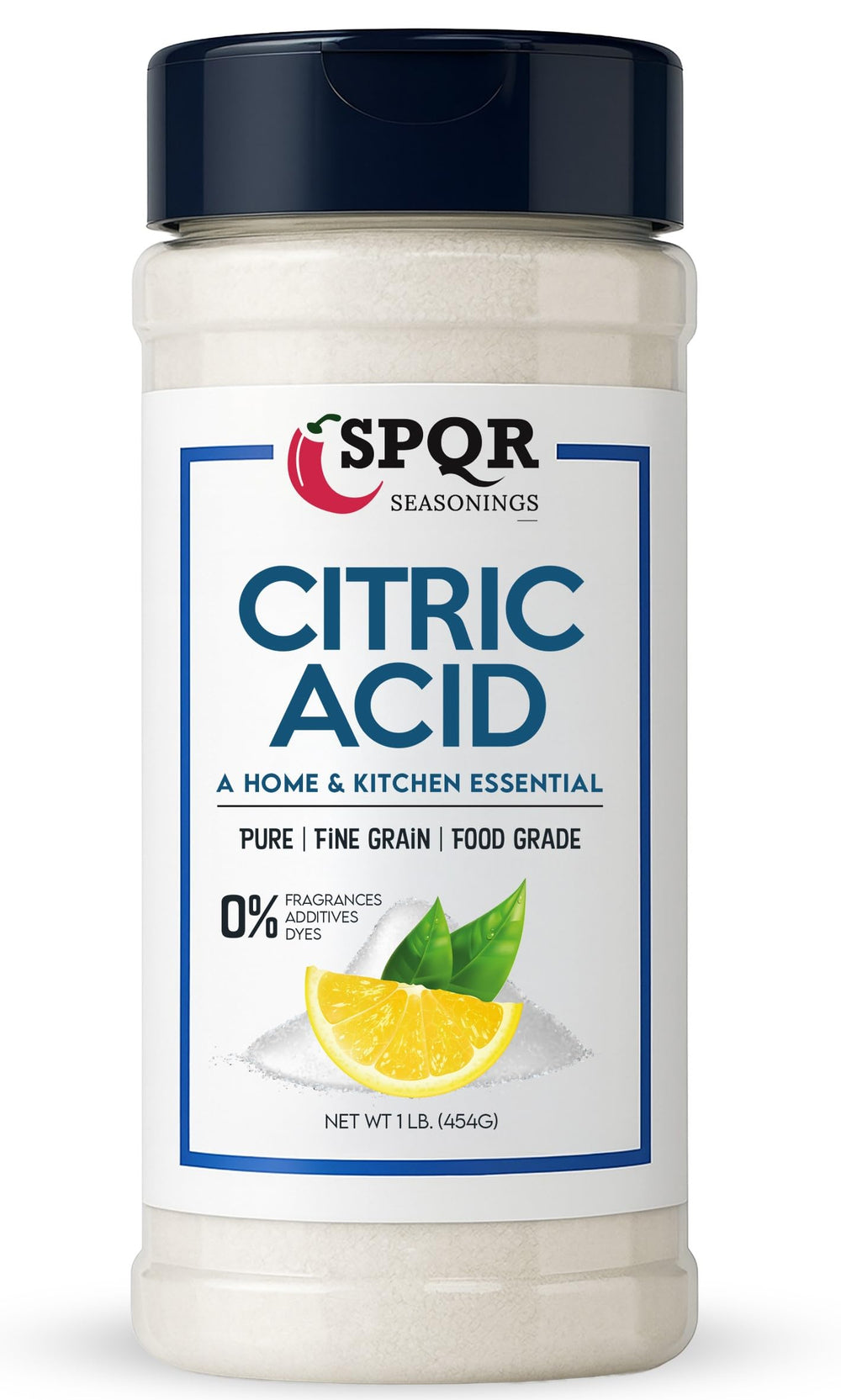 SPQR Seasonings front label bottle showing product identity and storage benefit