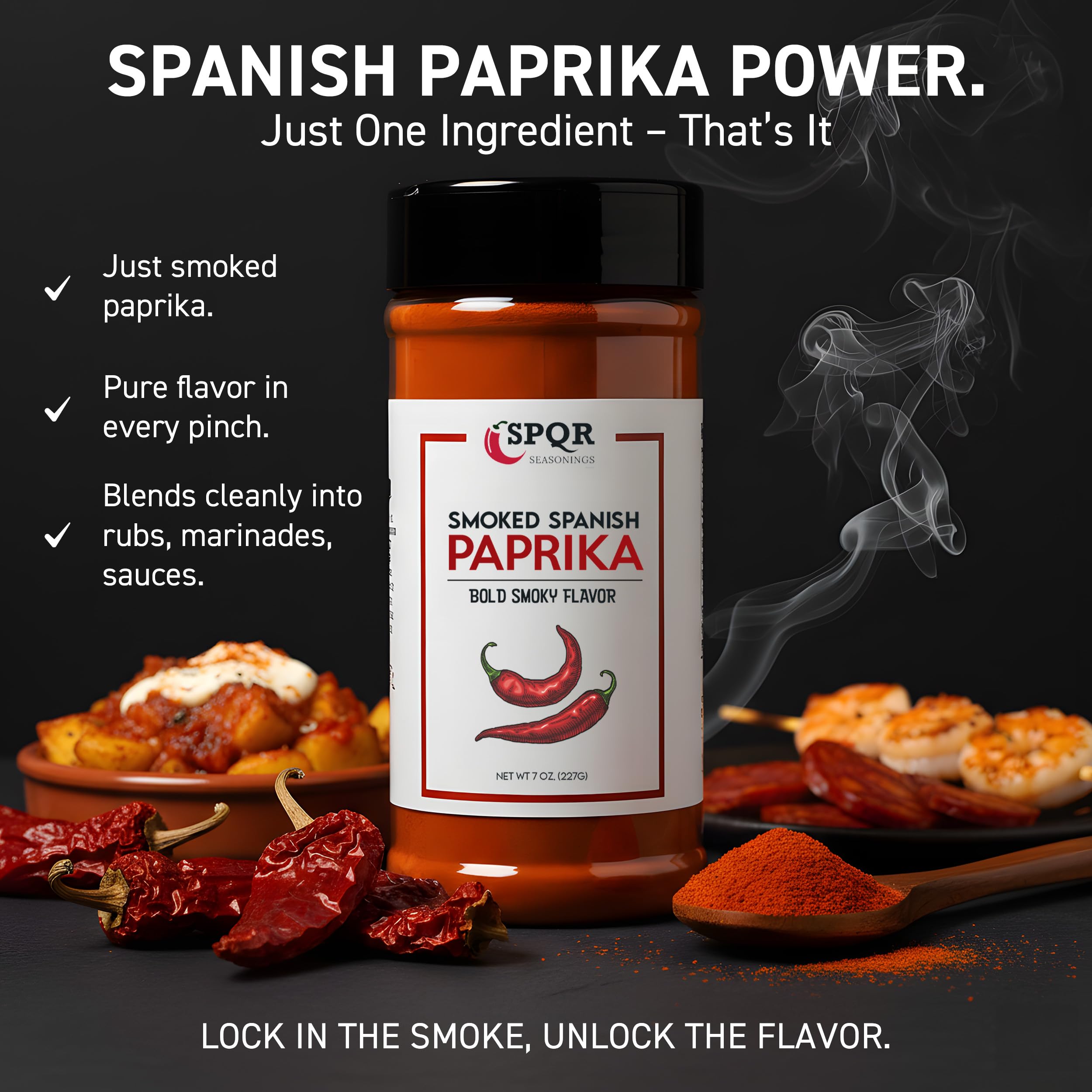 spoonful of SPQR Seasonings smoked paprika ready to season with deep smoky flavor