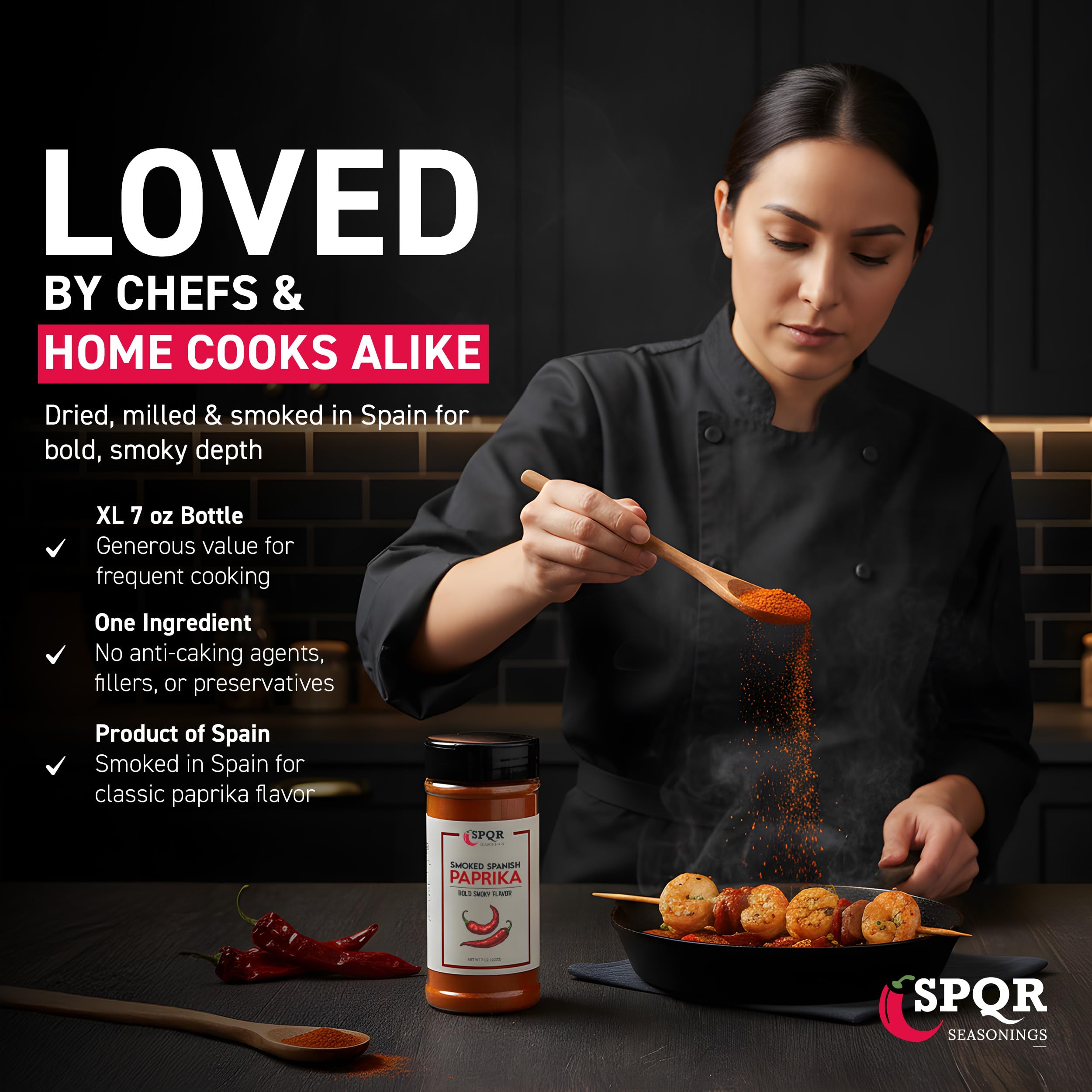 roasted potatoes dusted with SPQR Seasonings smoked paprika for vibrant finish