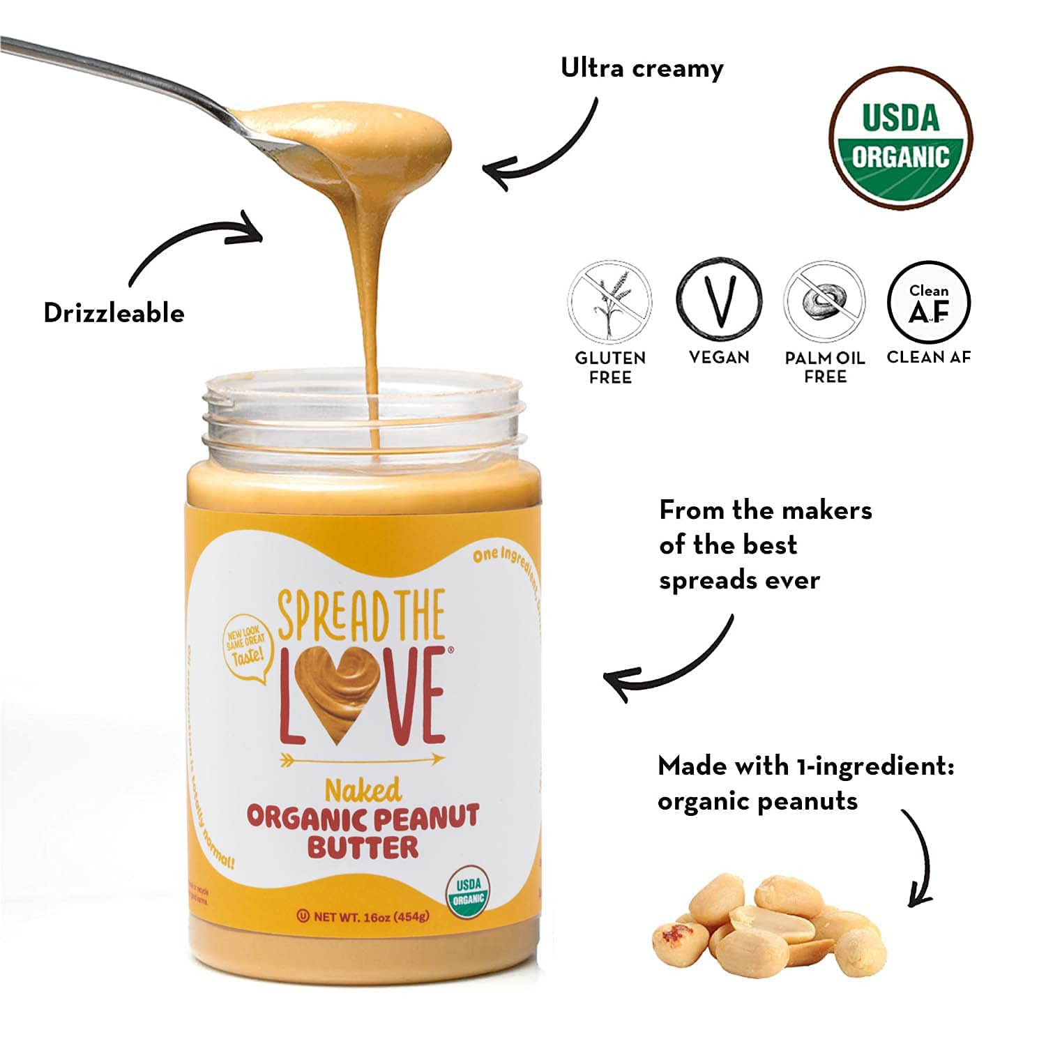 Spread The Love jar open top showing creamy surface and easy scoopability benefit