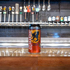 Close-up of Sprecher can label highlighting honey and fire-brewed craft benefit