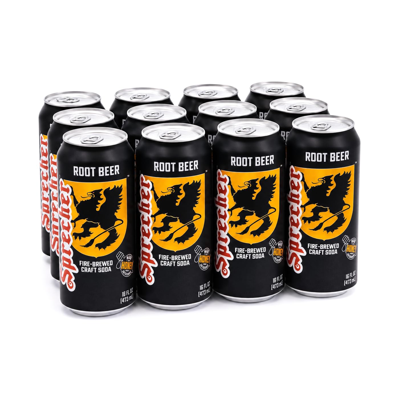 Sprecher cans stacked in fridge demonstrating easy chilling and storage