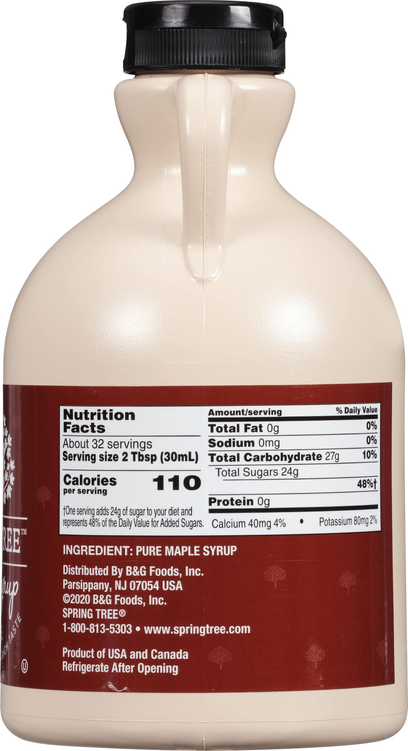 Spring Tree label and origin detail highlighting Vermont heritage and purity