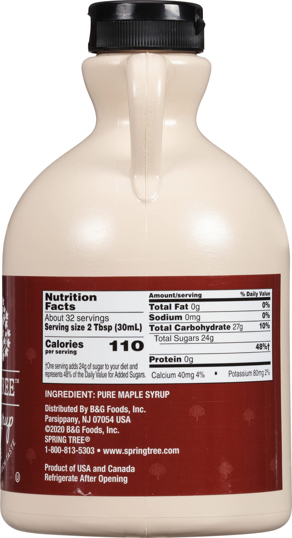 Spring Tree label and origin detail highlighting Vermont heritage and purity
