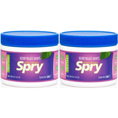 Spry Berry Blast front packaging showing twin 240-count tubs and fresh berry appeal