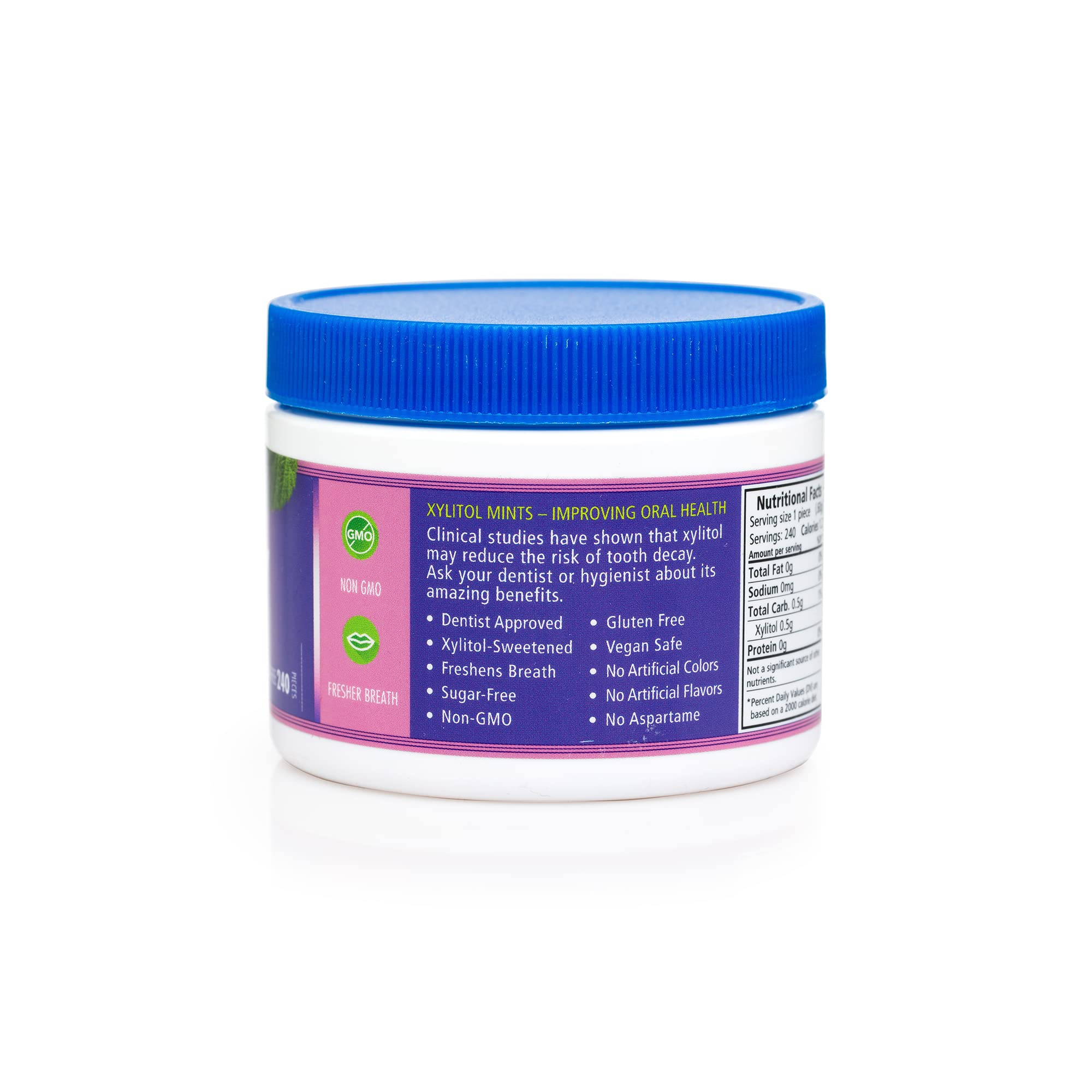Spry product label close-up showing ingredients and xylitol sweetener benefits