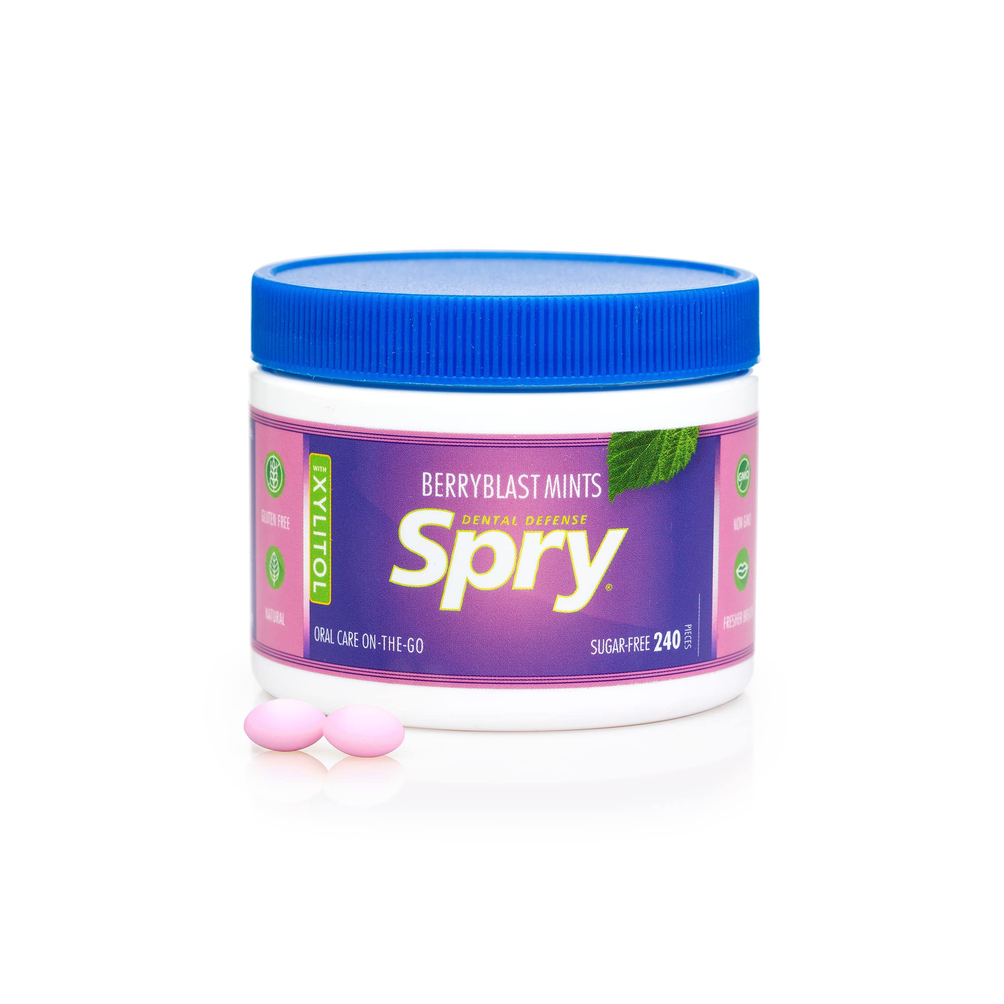 Spry mints on a work desk illustrating quick breath refresh between meetings