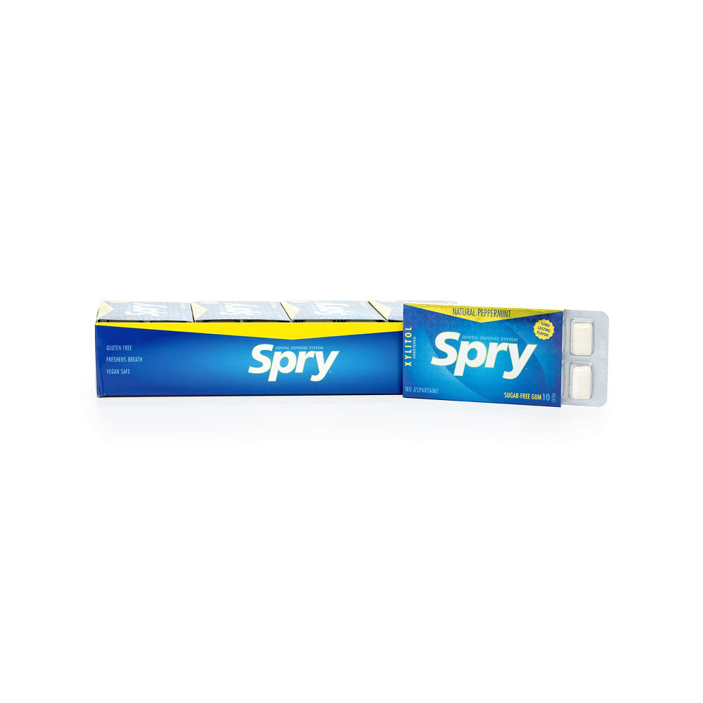 Hand holding Spry blister pack illustrating portable size and easy access benefit
