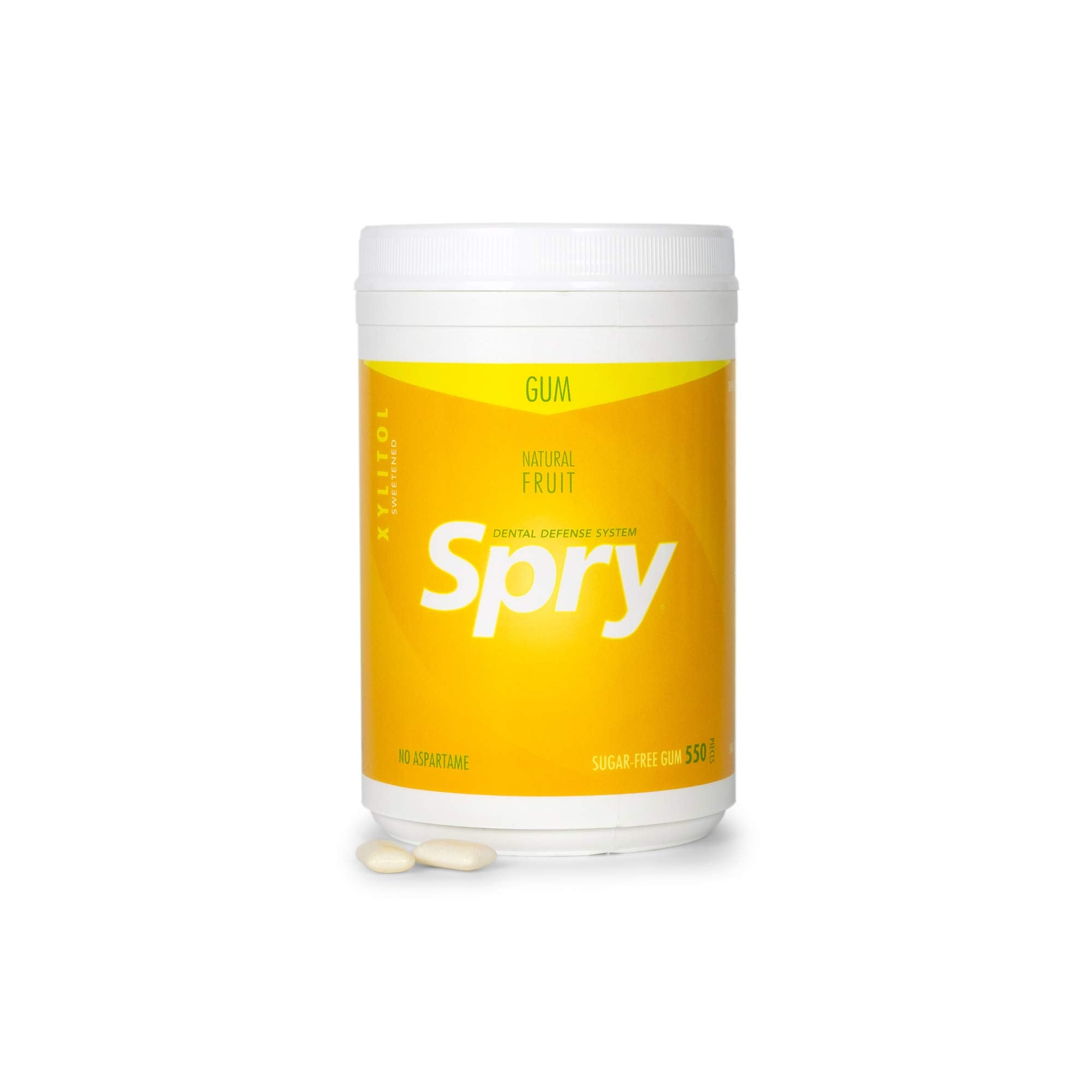 Spry front packaging showing tub and label for easy identification and storage