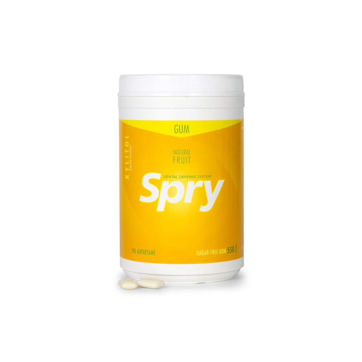 Spry front packaging showing tub and label for easy identification and storage