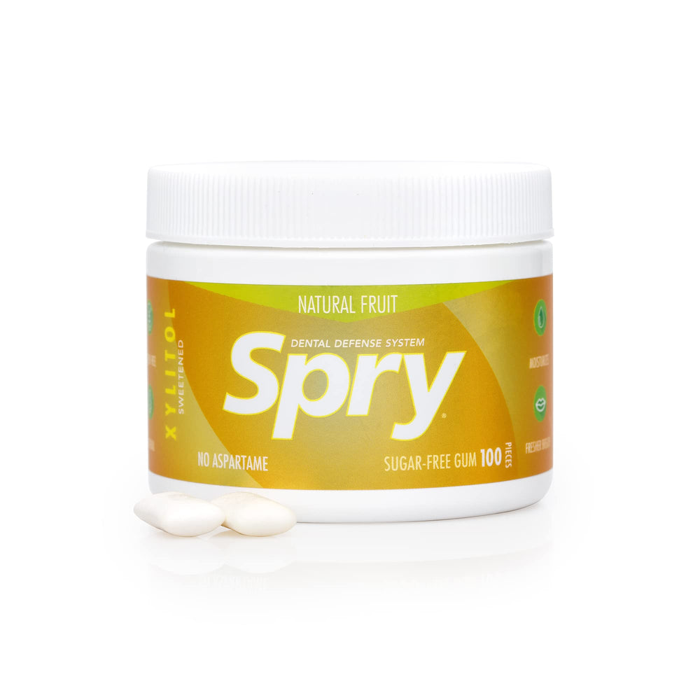Person chewing Spry gum after a meal showing freshness and saliva stimulation benefit