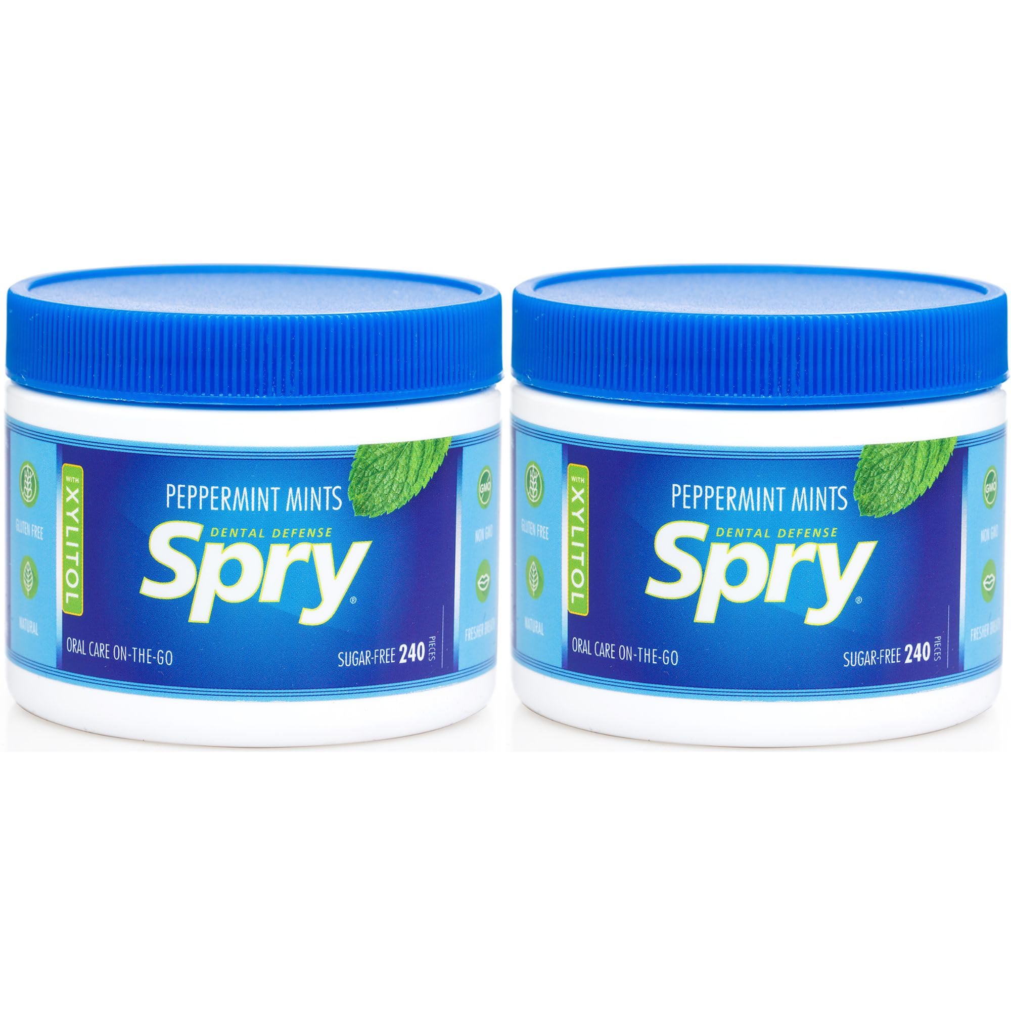 Spry front packaging showing peppermint mints and count for easy selection