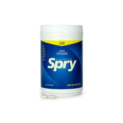 Spry peppermint tub front view showing brand and large-count value for convenience