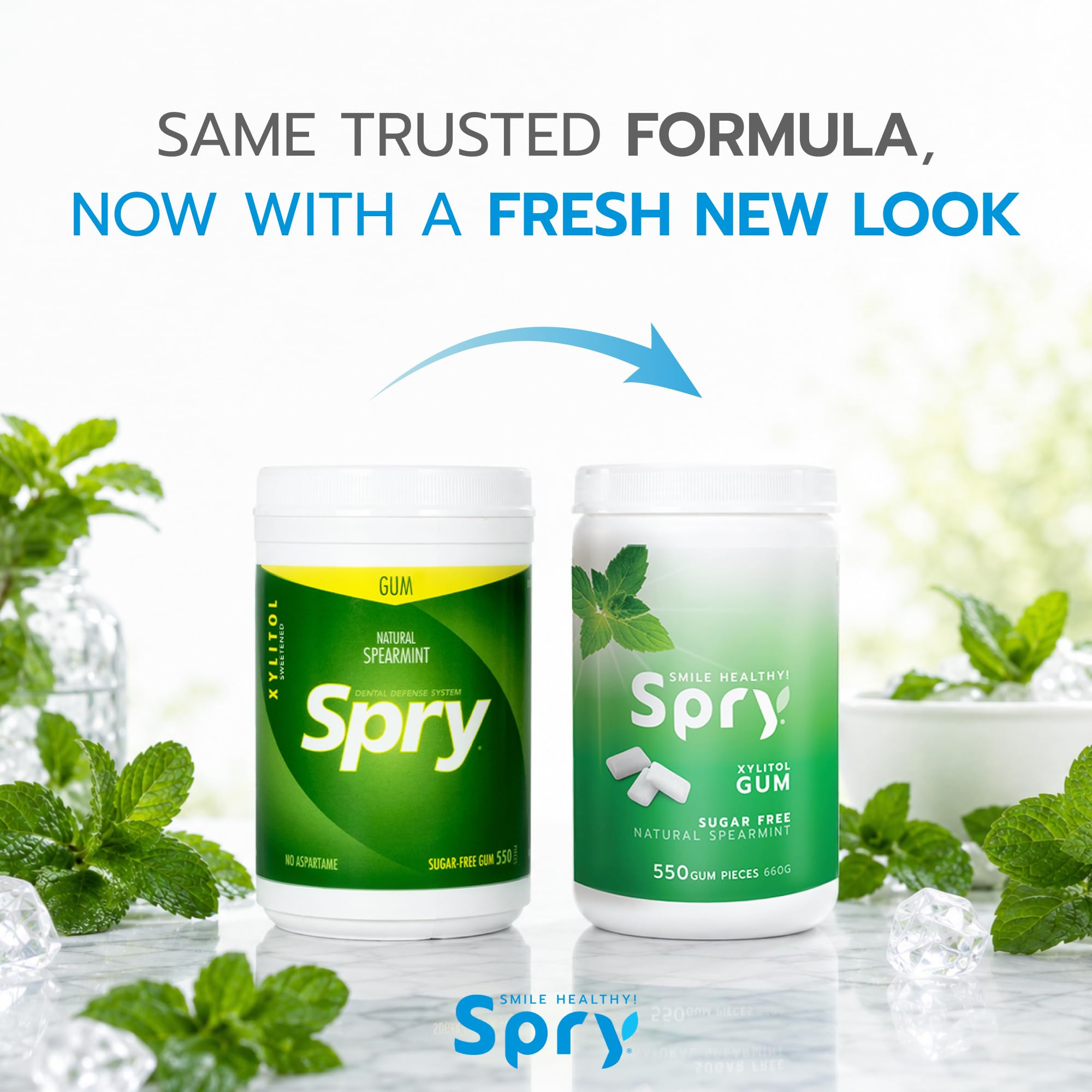 Spry spearmint tub with lid open showing easy access and portability benefit