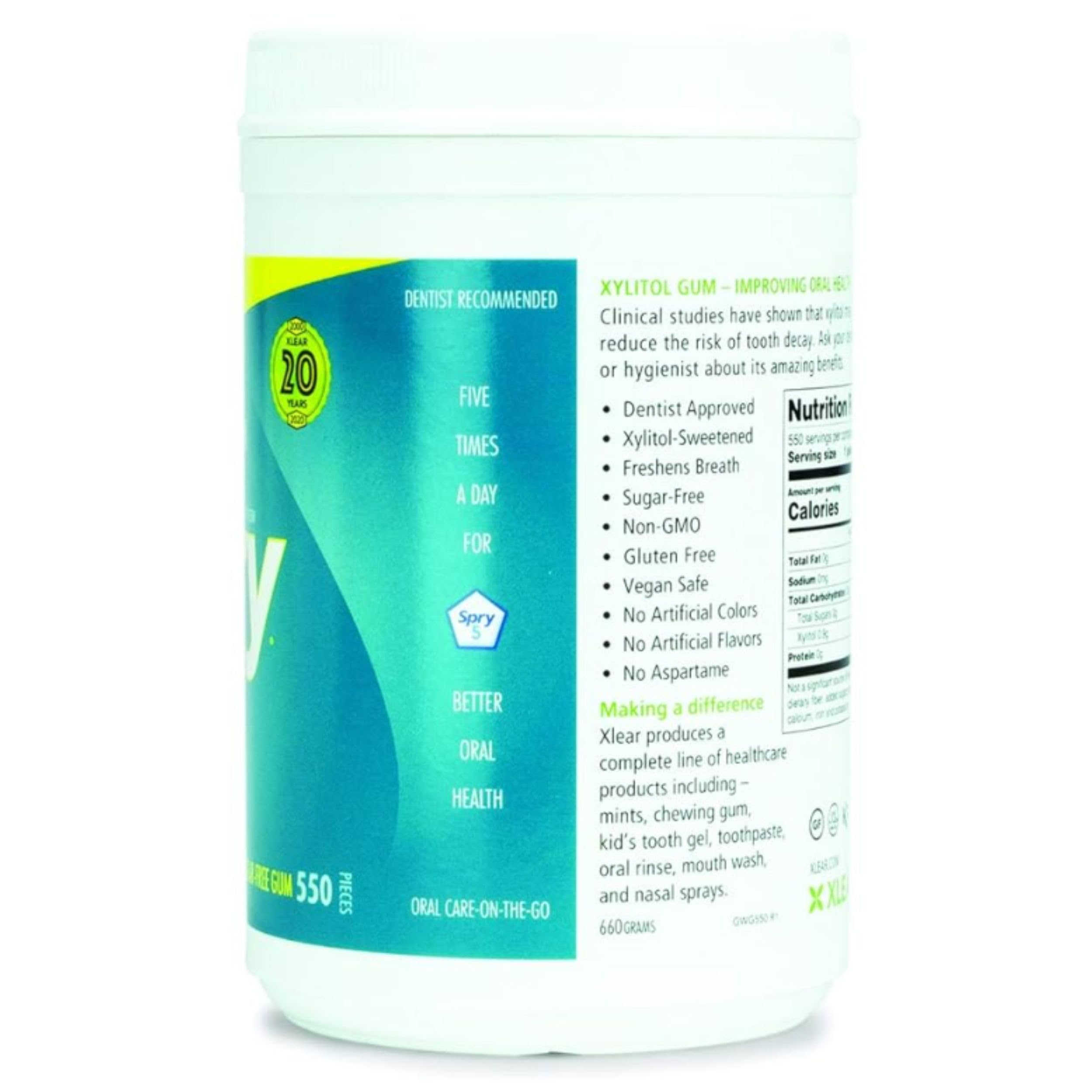 Open Spry container with visible wintergreen pieces ready for daily freshening