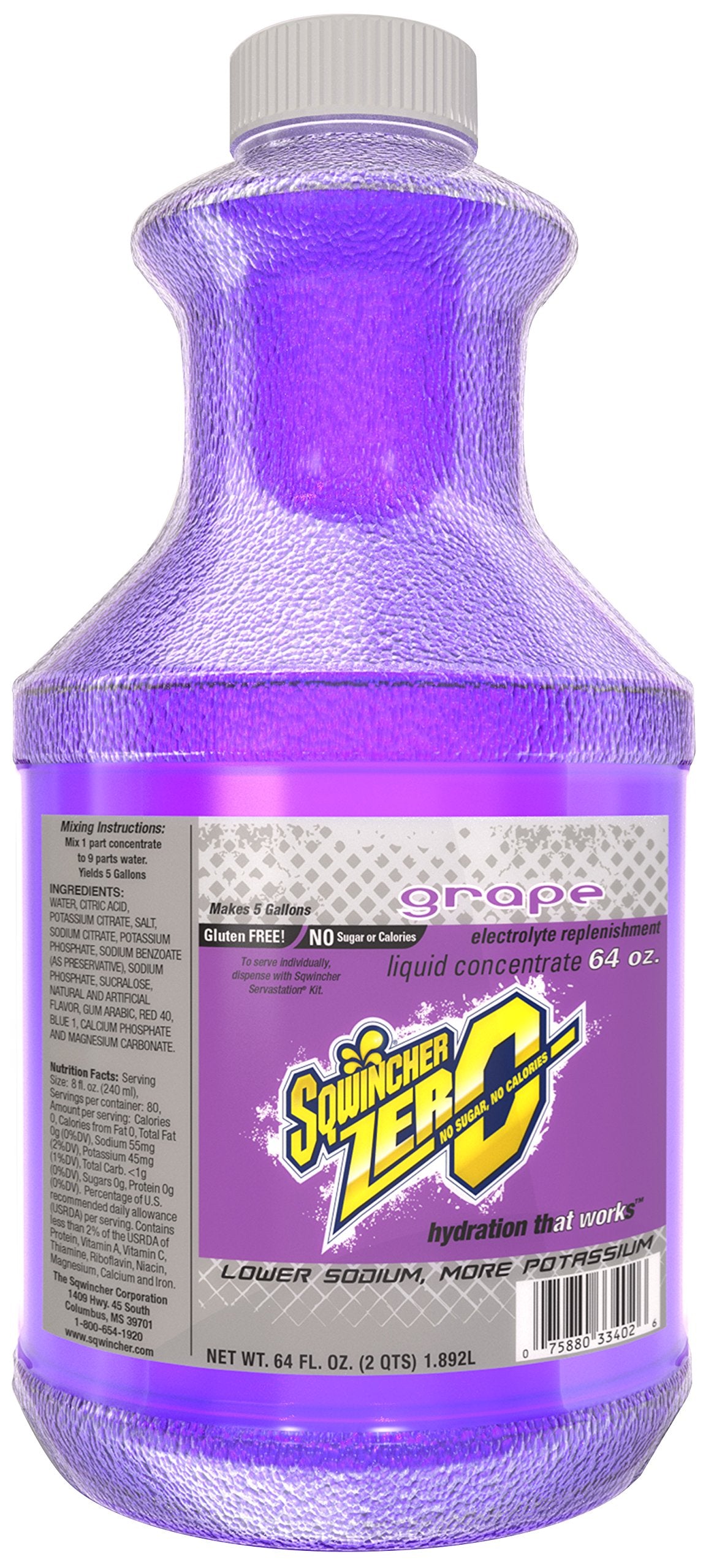 Sqwincher grape front packaging showing six 64 oz bottles for bulk hydration