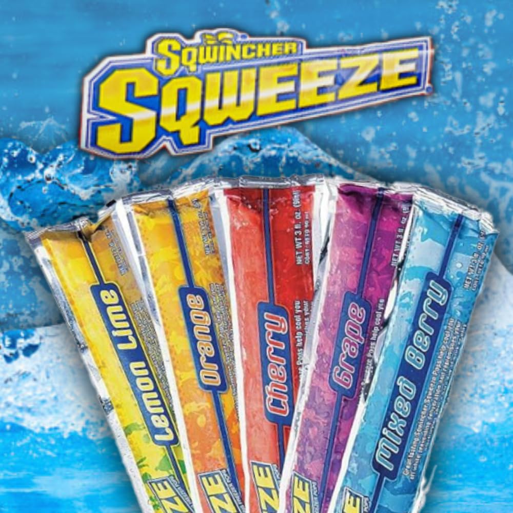 Sqwincher Sqweeze pop next to a hand for scale showing compact 3 oz benefit