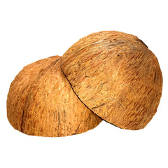 Sri Craft front view of two coconut shells showing natural finish and eco benefit