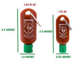 Sriracha2Go original 1.69oz bottle closeup highlights easy pouring