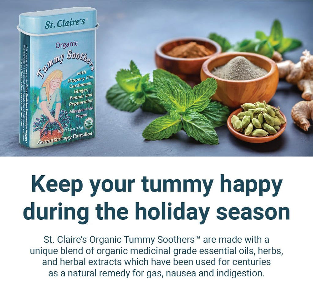 St. Claire's Organics tin inside travel kit showcasing on-the-go digestive support