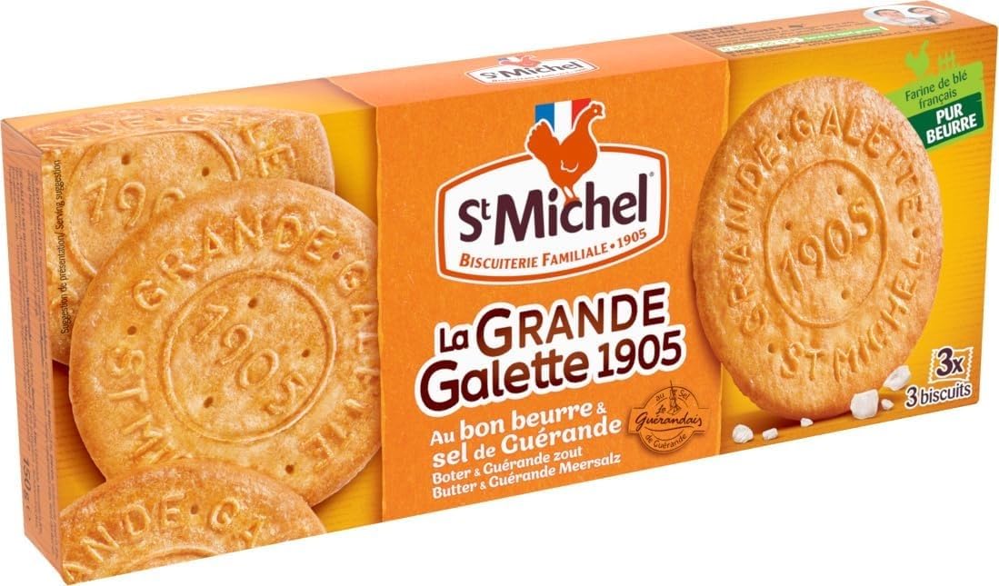 St Michel tin front view showing brand and sealed convenience