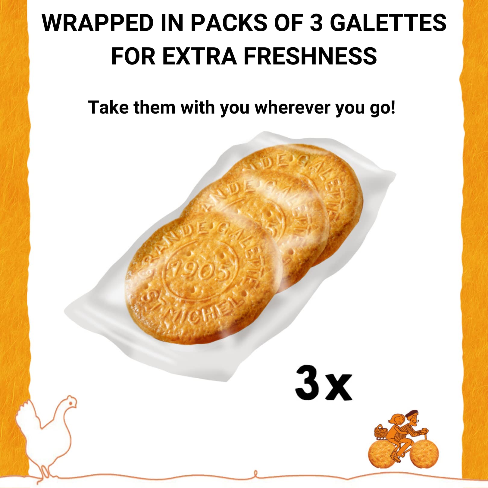 St Michel individually wrapped sleeve highlighting portability and freshness