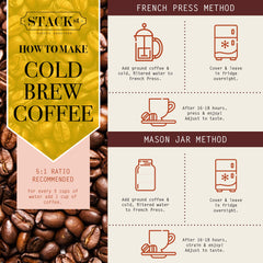 Stack Street pouring dark concentrate from French press for rich iced coffee flavor