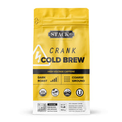 Stack Street front packaging showing 1 lb CRANK bag and bold label preserving freshness