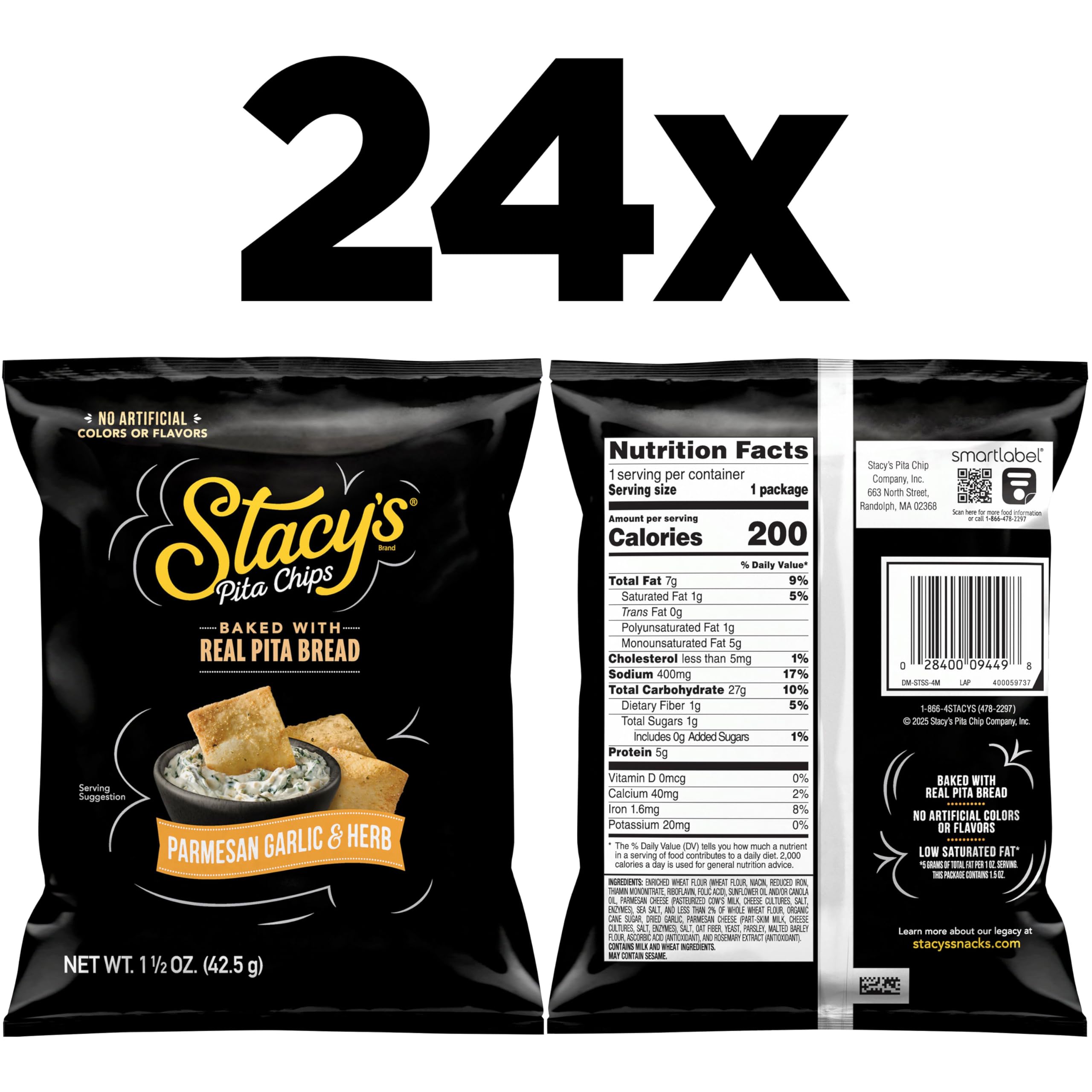 Stacy's close-up of chip texture showing baked pita crispness and seasoning for crunch