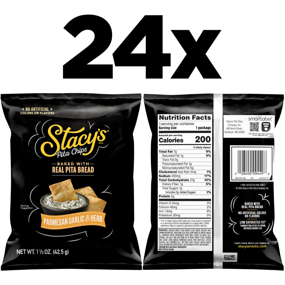 Stacy's close-up of chip texture showing baked pita crispness and seasoning for crunch