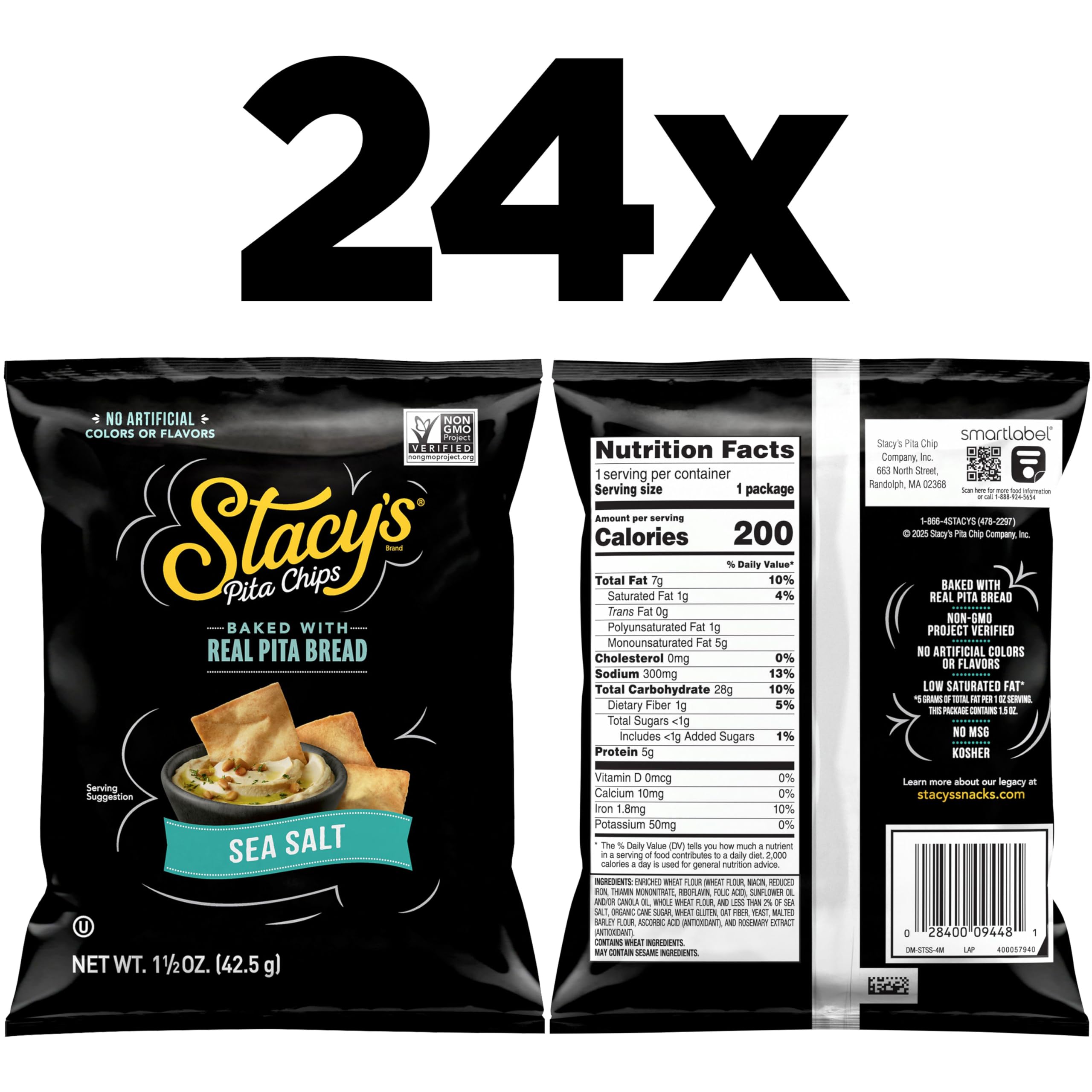 Close-up of Stacy's pita chip texture highlighting crisp bake and satisfying crunch