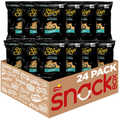 Stacy's front packaging of sea salt pita chips showing product branding and size benefit