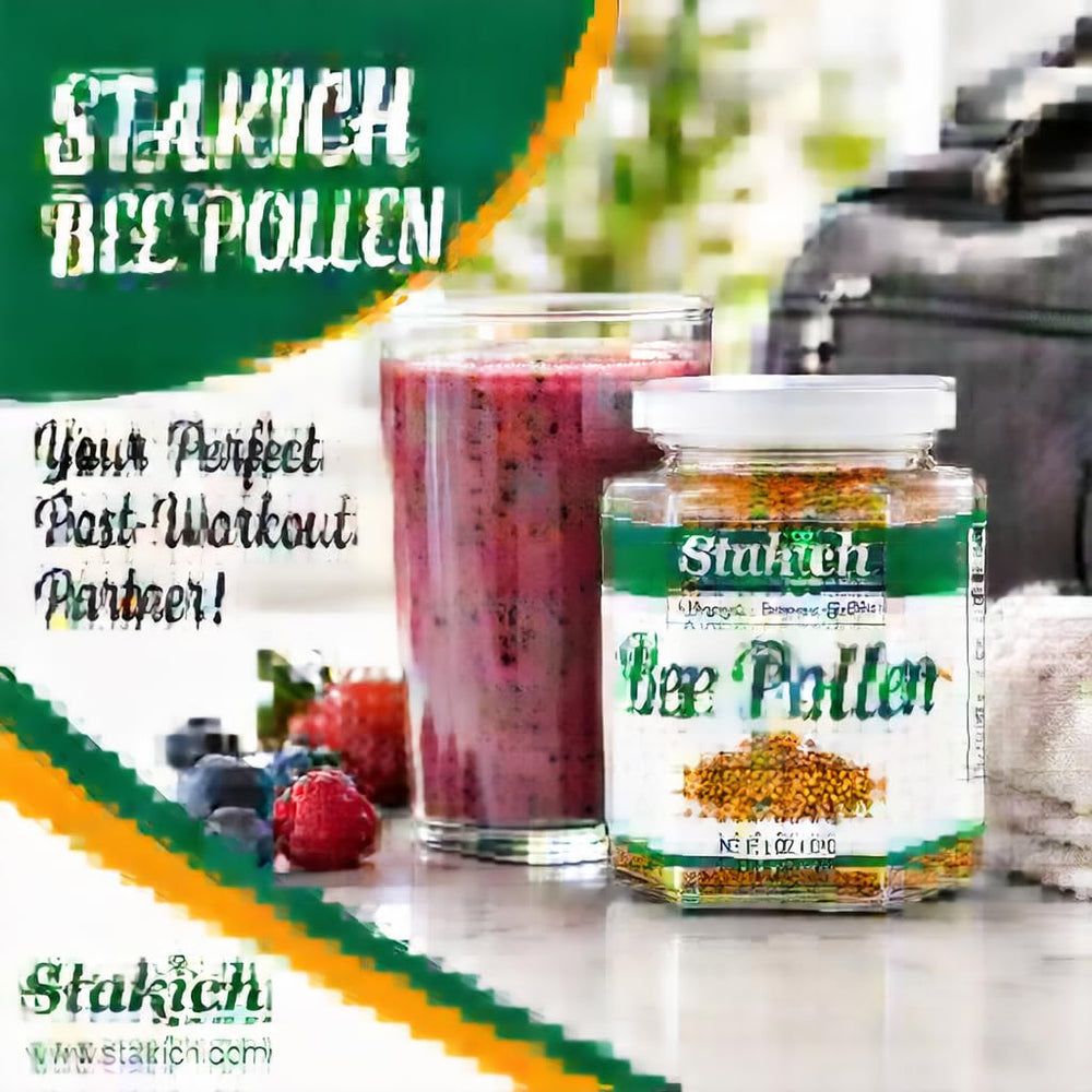 Stakich bee pollen stored on a cold shelf to show proper cool, dark storage method