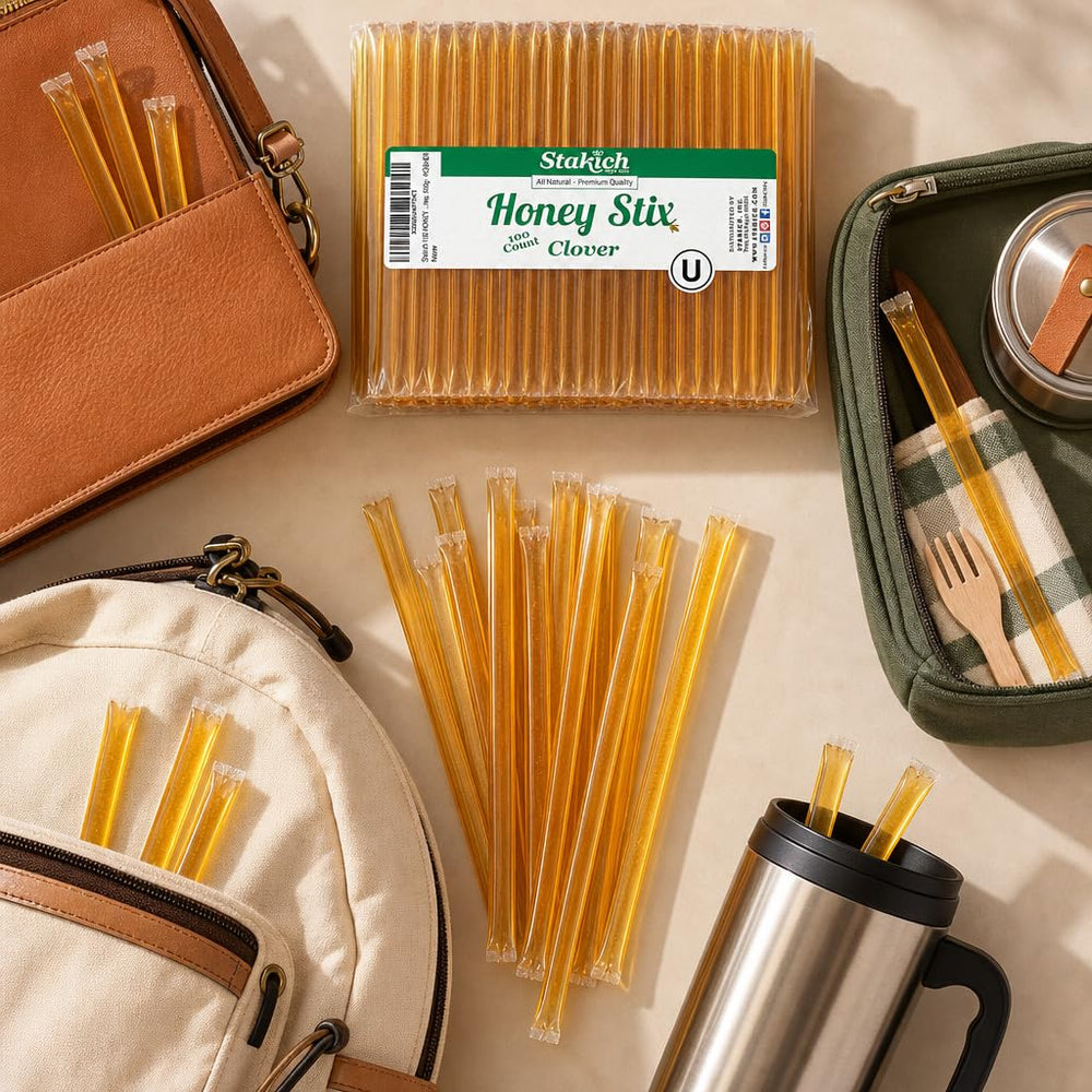 Stakich hand holding one straw showing compact single-serve portion