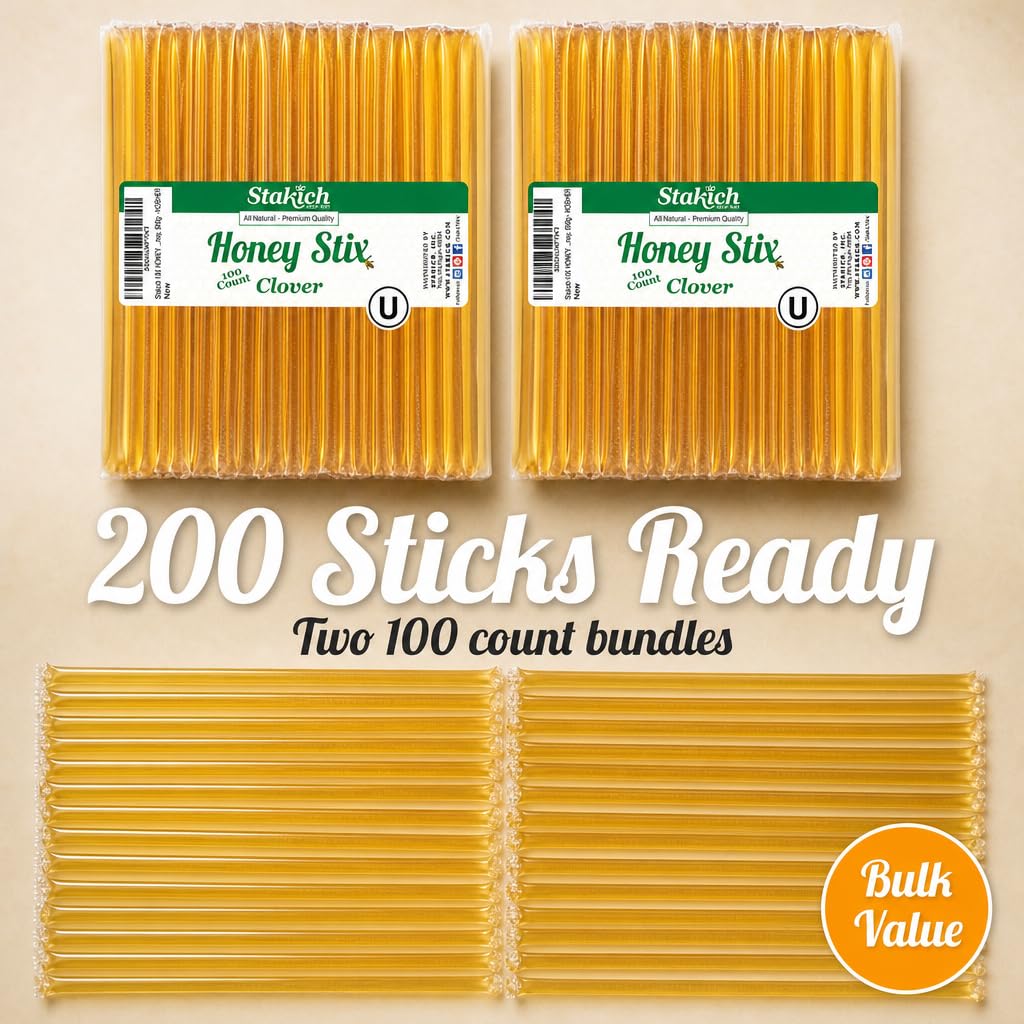 Stakich honey sticks drizzled on toast adding natural sweet flavor
