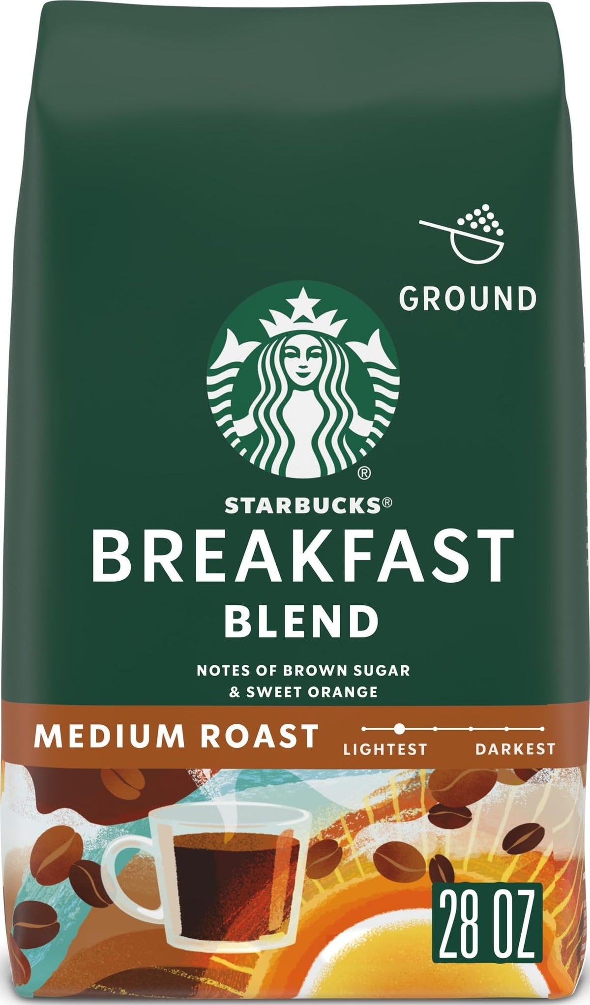 Starbucks front packaging showing 28 oz bag and clear branding, ideal shelf presence