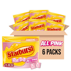 Starburst front packaging shows resealable bag and strawberry appeal for sharing