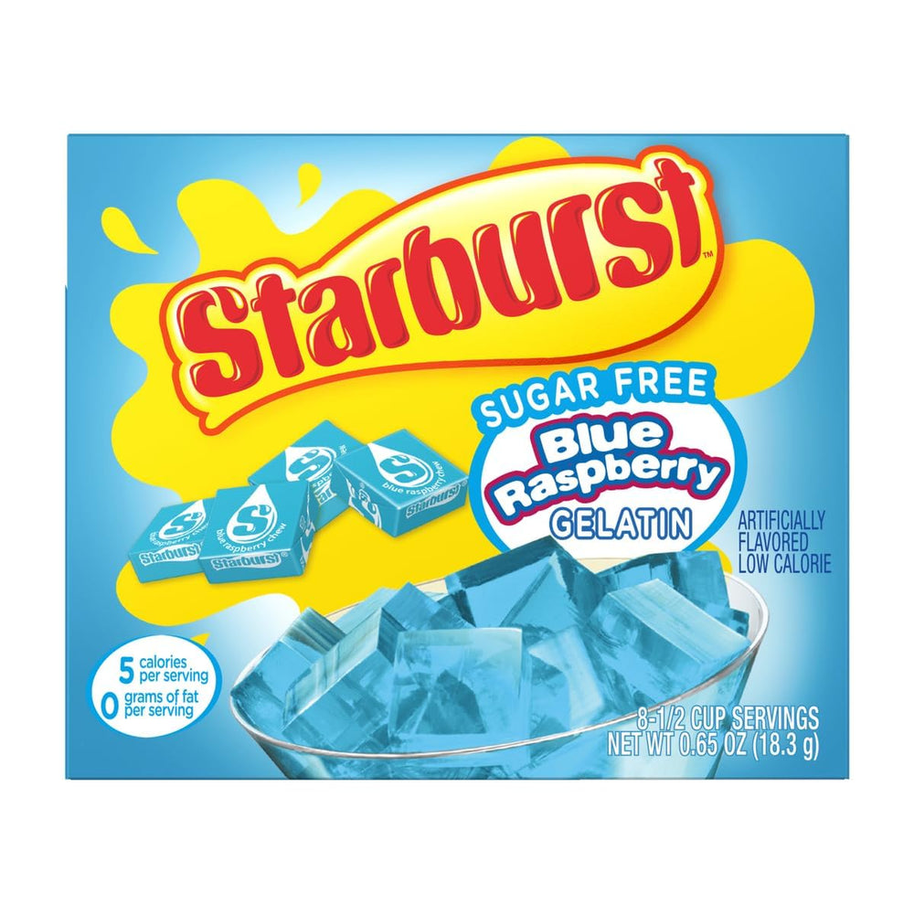 Starburst gelatin next to measuring cup to show serving size and portion convenience
